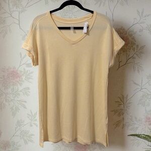 NWT HYBA (M) Tunic Ultra-Soft Activewear Stretch Rolled Sleeves Yellow - Medium
